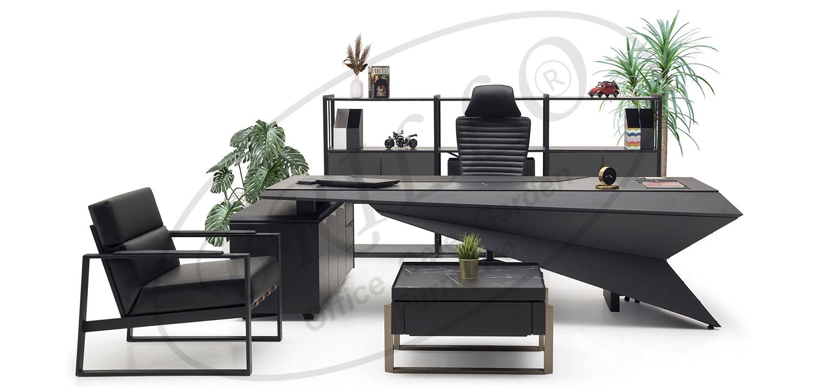 Trigon Makam Takımı (Uzun Etajerli) - Ofis mobilyası - Ofis mobilyaları